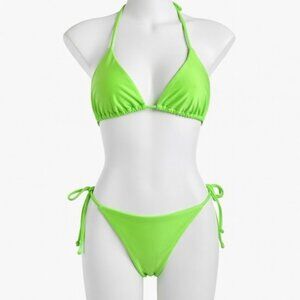Blooming Jelly Neon Green Triangle Bikini Set - Size Medium - NWOT